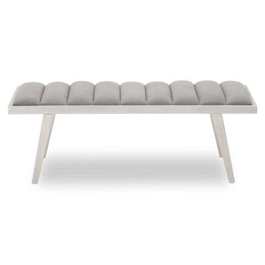 Orsina Gilden Grey Velvet Bench – Tufted Seat with Brushed Silver Frame