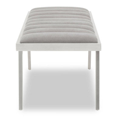 Orsina Gilden Grey Velvet Bench – Tufted Seat with Brushed Silver Frame