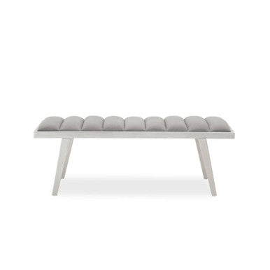 Orsina Gilden Grey Velvet Bench – Tufted Seat with Brushed Silver Frame