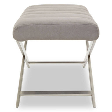 Orsina Gilden Grey Upholstered Bench – Channel-Tufted Cross Base