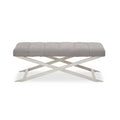 Orsina Gilden Grey Upholstered Bench – Channel-Tufted Cross Base