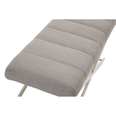 Orsina Gilden Grey Upholstered Bench – Channel-Tufted Cross Base