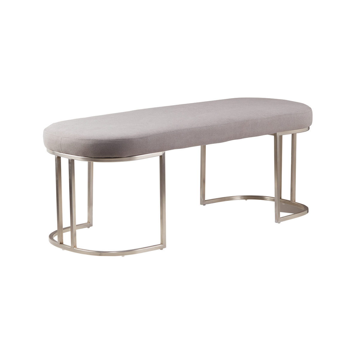 Orsina Gilden Grey Upholstered Bench – Curved Silver Base Seating