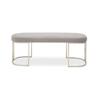 Orsina Gilden Grey Upholstered Bench – Curved Silver Base Seating