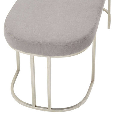 Orsina Gilden Grey Upholstered Bench – Curved Silver Base Seating