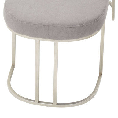 Orsina Gilden Grey Upholstered Bench – Curved Silver Base Seating