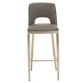 Orsina Gilden Grey Leather Effect Bar Chair with Brushed Silver Legs