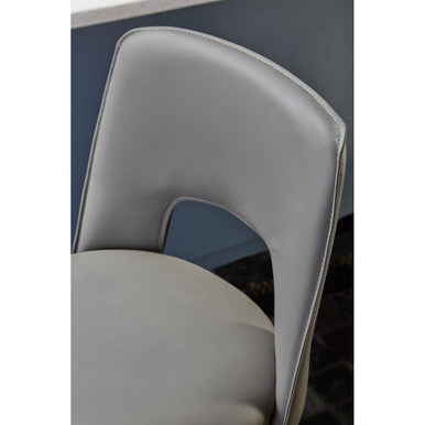 Orsina Gilden Grey Leather Effect Bar Chair with Brushed Silver Legs