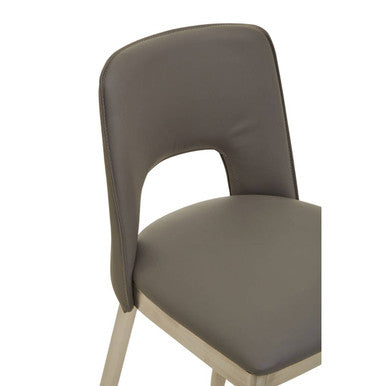 Orsina Gilden Grey Leather Effect Bar Chair with Brushed Silver Legs