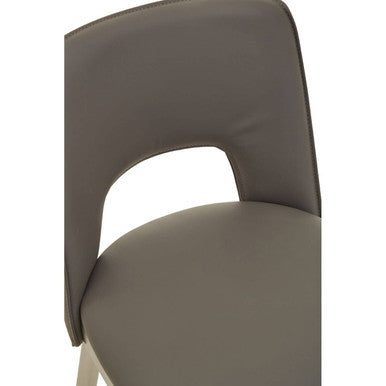 Orsina Gilden Grey Leather Effect Bar Chair with Brushed Silver Legs