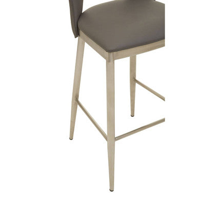 Orsina Gilden Grey Leather Effect Bar Chair with Brushed Silver Legs