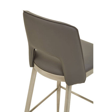 Orsina Gilden Grey Leather Effect Bar Chair with Brushed Silver Legs