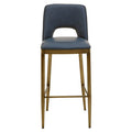 Orsina Gilden Blue Leather Effect Bar Chair with Brass Legs