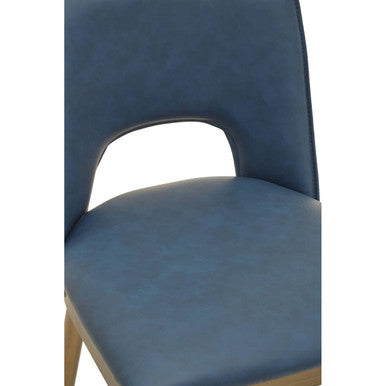 Orsina Gilden Blue Leather Effect Bar Chair with Brass Legs