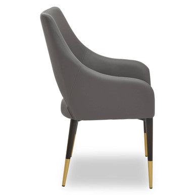 Orsina Gilden Grey Faux Leather Dining Chair with Gold Tip Legs