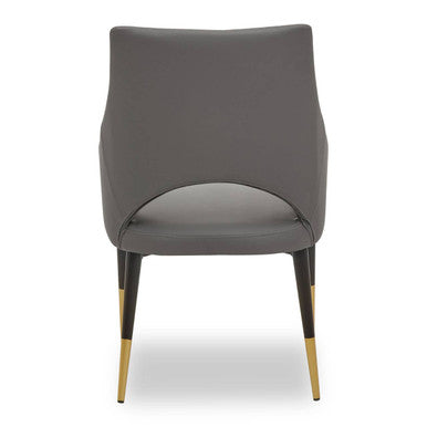 Orsina Gilden Grey Faux Leather Dining Chair with Gold Tip Legs