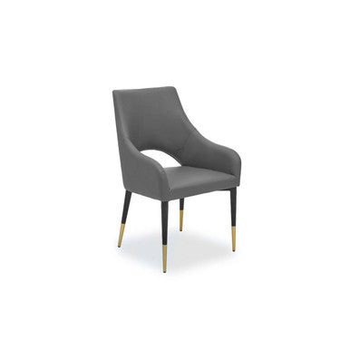 Orsina Gilden Grey Faux Leather Dining Chair with Gold Tip Legs