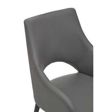 Orsina Gilden Grey Faux Leather Dining Chair with Gold Tip Legs