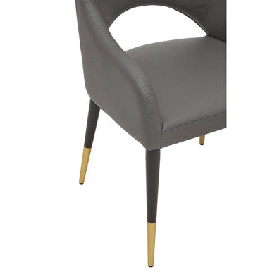 Orsina Gilden Grey Faux Leather Dining Chair with Gold Tip Legs