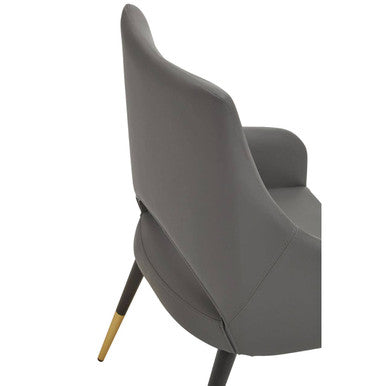 Orsina Gilden Grey Faux Leather Dining Chair with Gold Tip Legs