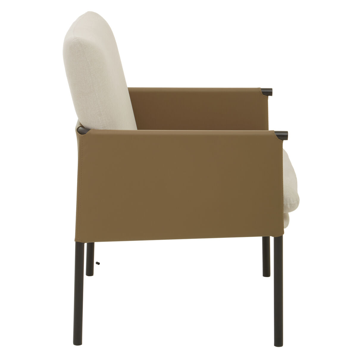 Orsina Gilden White Fabric and Brown Faux Leather Dining Chair