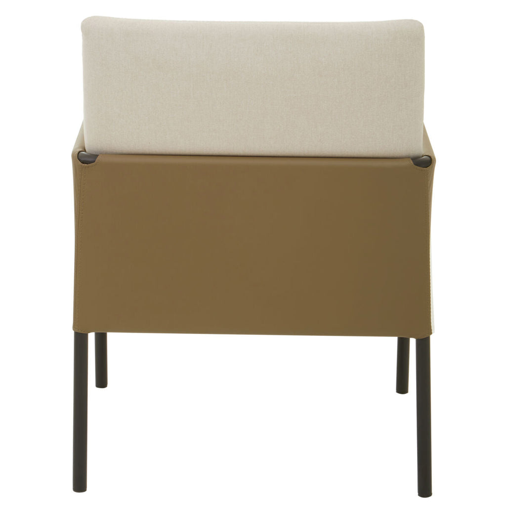 Orsina Gilden White Fabric and Brown Faux Leather Dining Chair