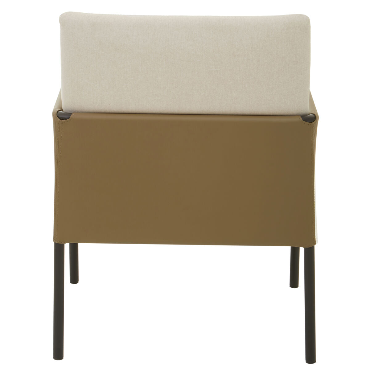 Orsina Gilden White Fabric and Brown Faux Leather Dining Chair