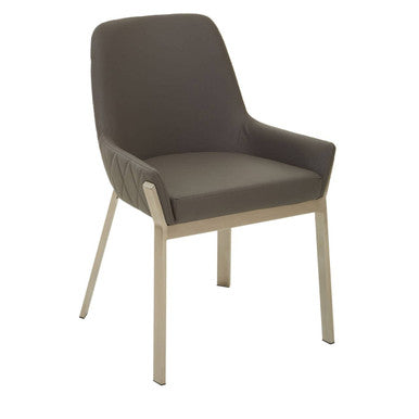 Orsina Gilden Grey Faux Leather Dining Chair | Modern Upholstered Seat