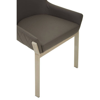 Orsina Gilden Grey Faux Leather Dining Chair | Modern Upholstered Seat
