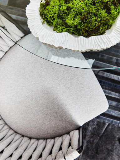 Orsina Gilden Grey Dining Chair – Woven Back Mid-Century Modern Seat