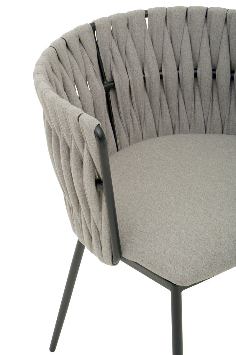 Orsina Gilden Grey Dining Chair – Woven Back Mid-Century Modern Seat