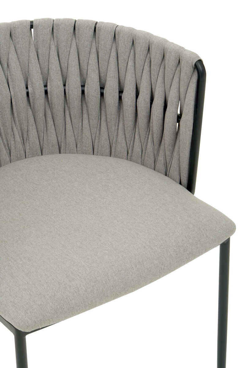 Orsina Gilden Grey Dining Chair – Woven Back Mid-Century Modern Seat
