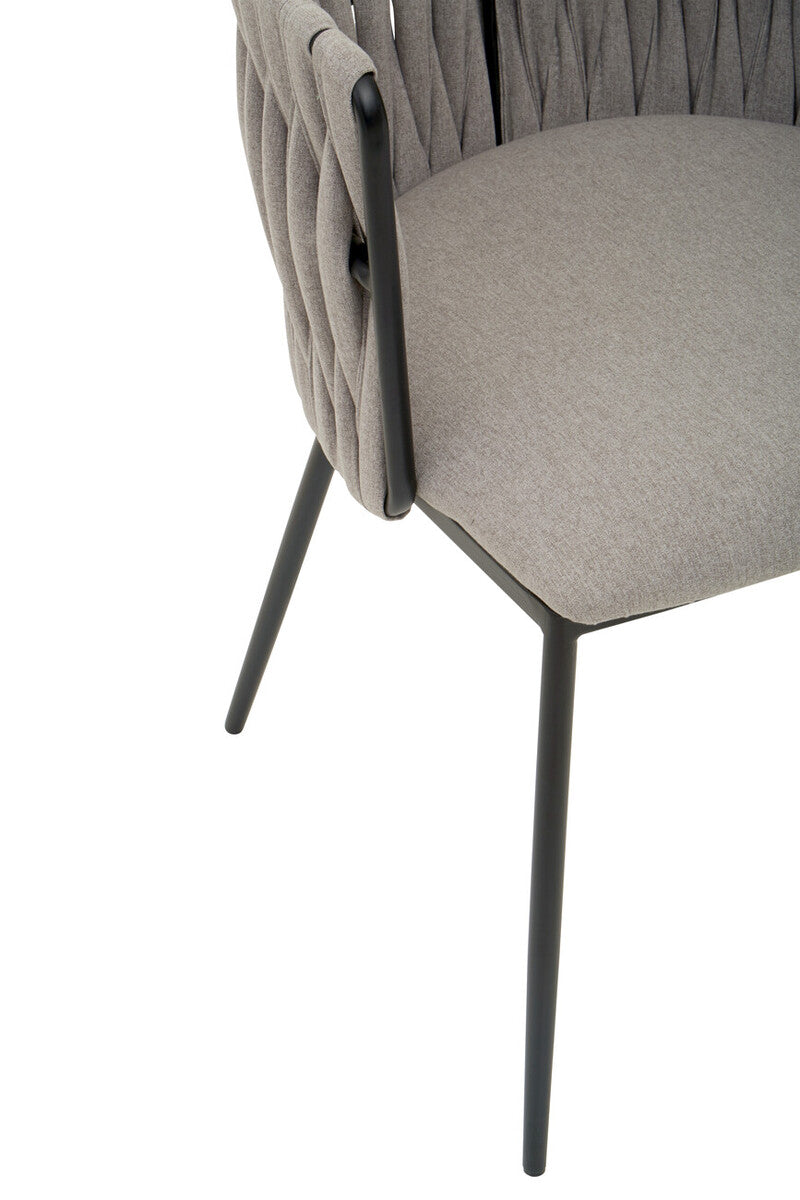 Orsina Gilden Grey Dining Chair – Woven Back Mid-Century Modern Seat