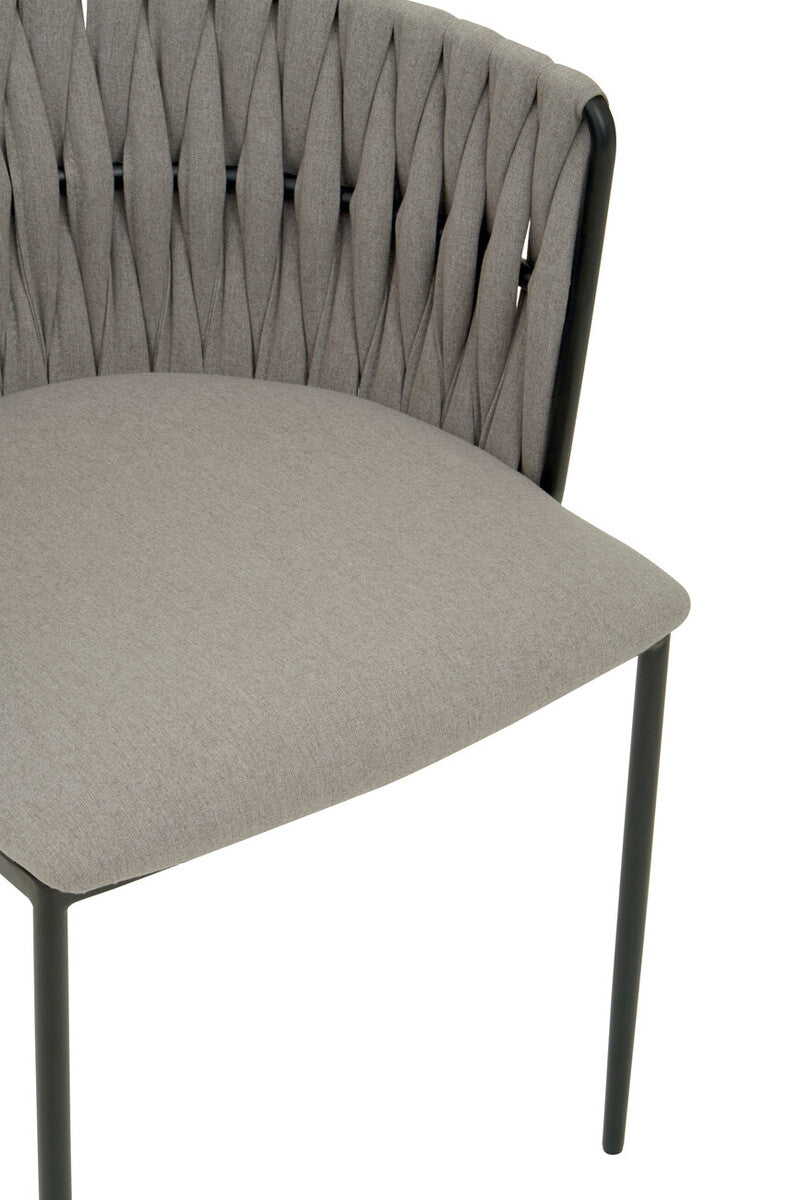 Orsina Gilden Grey Dining Chair – Woven Back Mid-Century Modern Seat
