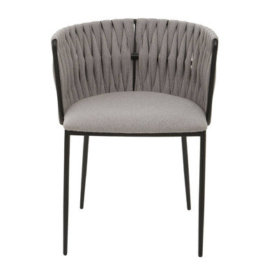 Orsina Gilden Grey Dining Chair – Woven Back Mid-Century Modern Seat