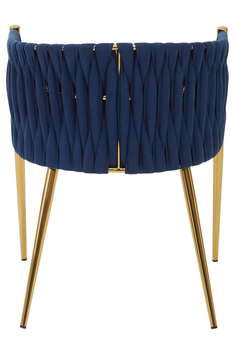 Orsina Gilden Blue Dining Chair – Woven Back with Gold Legs