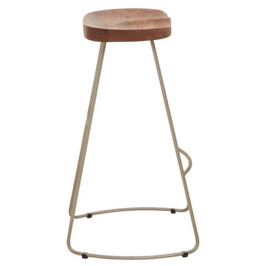 Orsina Nandri Bar Stool – Acacia Wood and Antique Silver Counter Seat