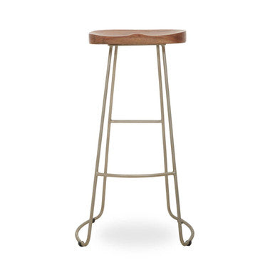 Orsina Nandri Bar Stool – Acacia Wood and Antique Silver Counter Seat