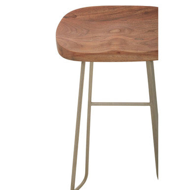 Orsina Nandri Bar Stool – Acacia Wood and Antique Silver Counter Seat