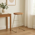 Orsina Nandri Bar Stool – Acacia Wood and Antique Silver Counter Seat