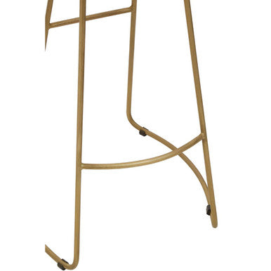 Orsina Nandri Bar Stool – Acacia Wood and Antique Brass Counter Seat