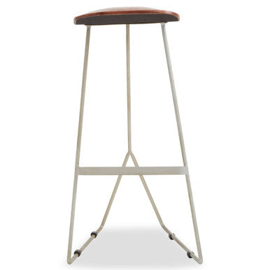 Orsina Nandri Acacia Wood Bar Stool | Antique Silver Sledge Base