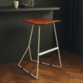 Orsina Nandri Acacia Wood Bar Stool | Antique Silver Sledge Base