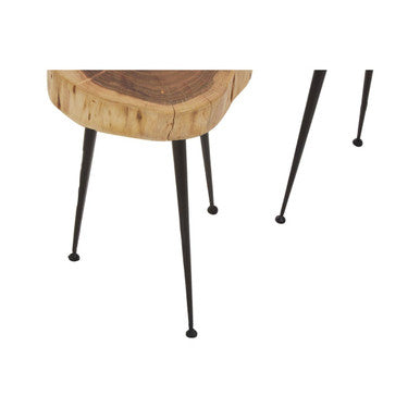 Orsina Nandri Acacia Wood Side Tables - Set of 2 with Black Metal Legs