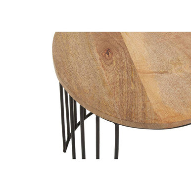 Orsina Nandri Mango Wood Round Side Tables - Set of 2 Nesting Drum