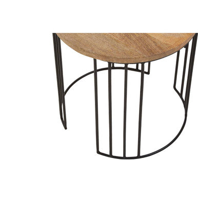 Orsina Nandri Mango Wood Round Side Tables - Set of 2 Nesting Drum