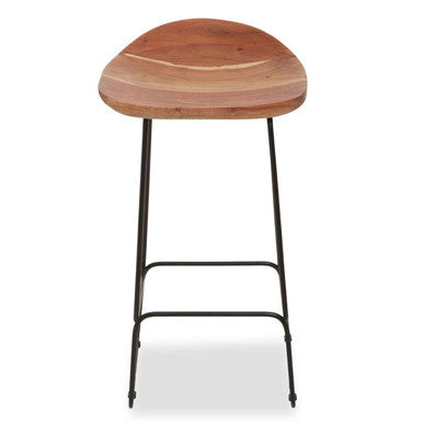 Orsina Nandri Bar Stool – Acacia Wood and Black Metal Frame