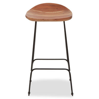 Orsina Nandri Bar Stool – Acacia Wood and Black Metal Frame
