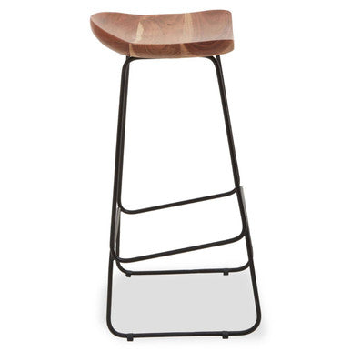 Orsina Nandri Bar Stool – Acacia Wood and Black Metal Frame