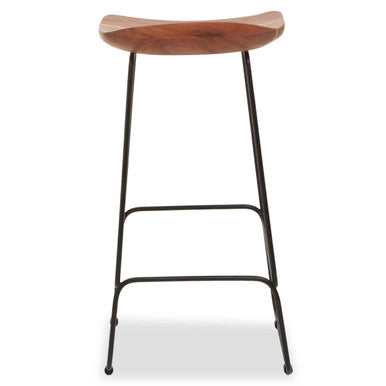 Orsina Nandri Bar Stool – Acacia Wood and Black Metal Frame